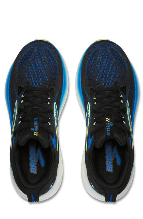 Brooks Glycerin Gts 22 Running Shoe In Black/cobalt/neo Yellow