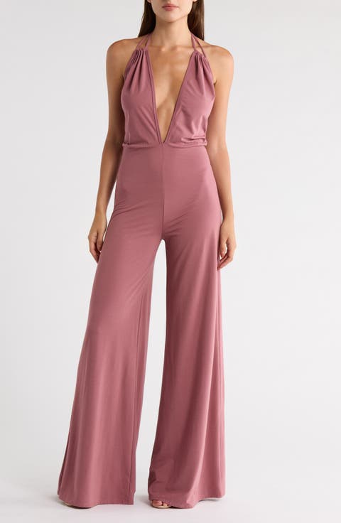 Strappy Plunge Halter Jumpsuit