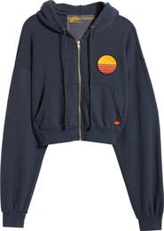 Aviator Nation Sunset Patch Crop Zip Hoodie