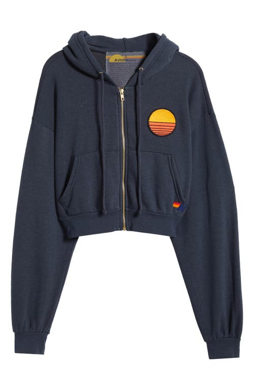 Aviator Nation Sunset Patch Crop Zip Hoodie