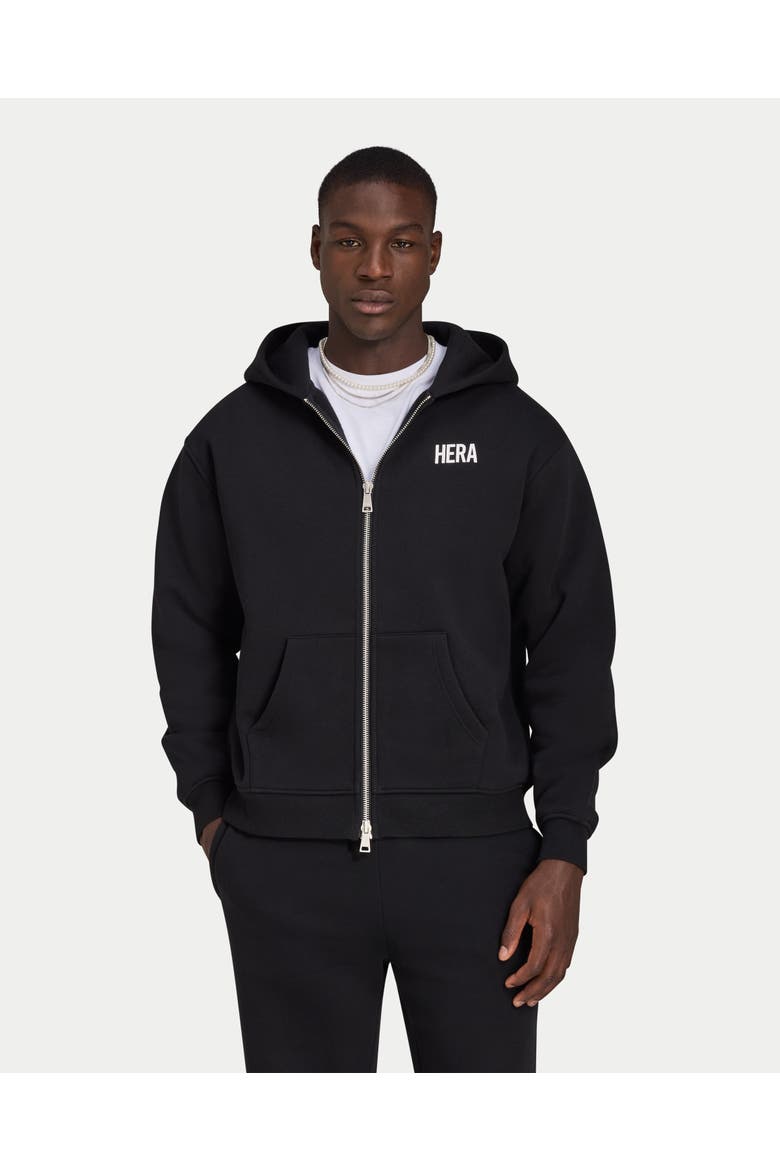 Staple Relaxed Fit Zip Up Hoodie, Main, color, Black