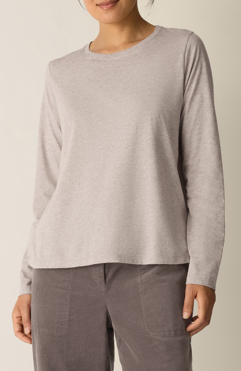Eileen Fisher Organic Cotton Long Sleeve T-Shirt, Main, color, Dove