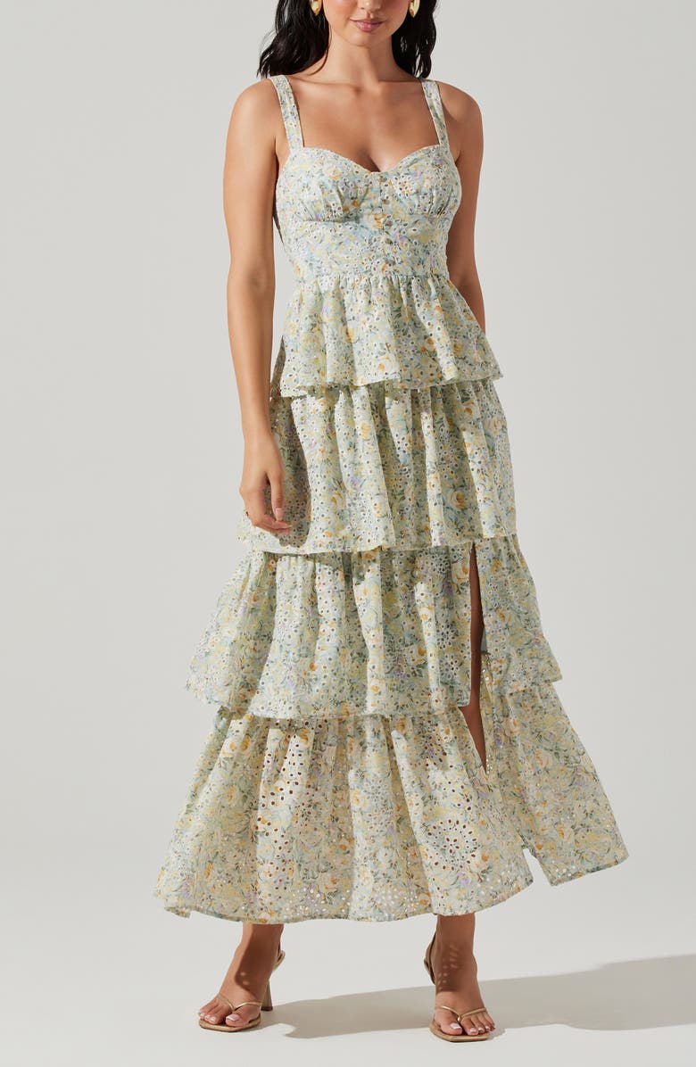 ASTR the Label Midsummer Floral Tiered Cotton Maxi Dress, Alternate, color,