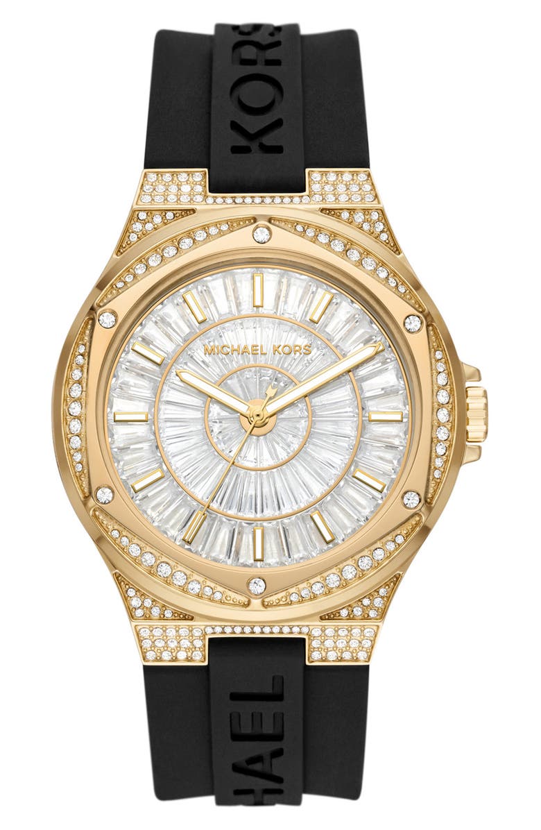 Michael Kors Lennox Pavé Silicone Strap Watch, 43mm, Main, color,