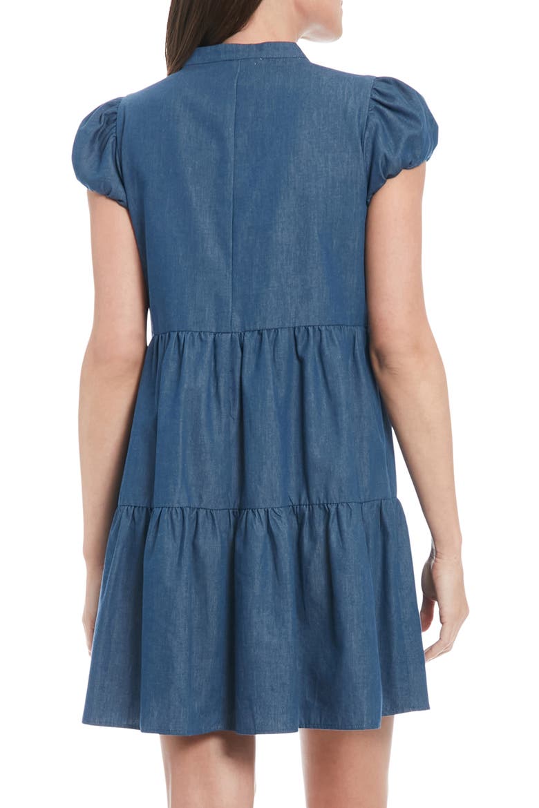 Bubble Sleeve A-Line Minidress, Alternate, color, DENIM