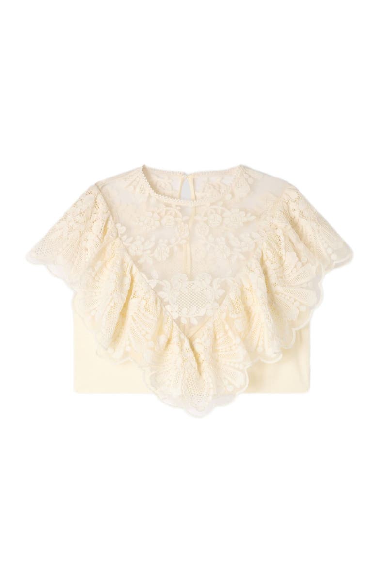 SANDRO Floral guipure crop top, Alternate, color, Vanilla