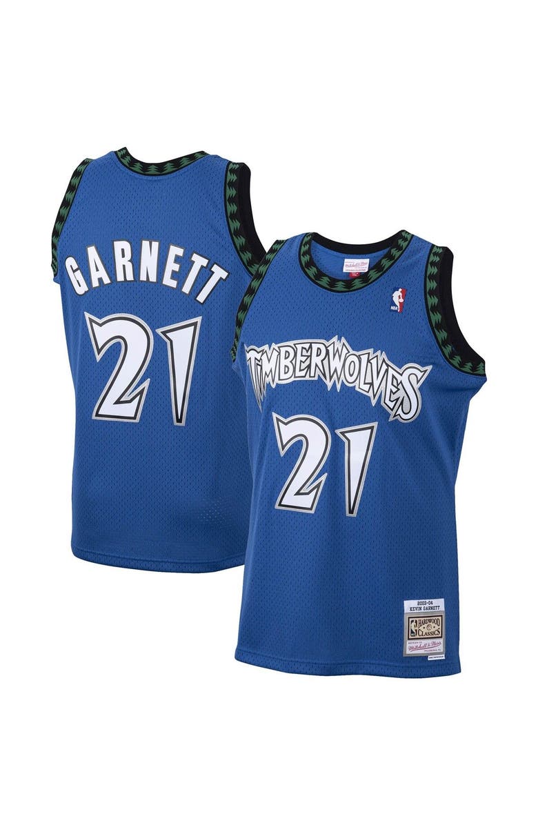 Mitchell & Ness Men's Mitchell & Ness Kevin Garnett Blue Minnesota Timberwolves 2001/02 Hardwood Classics Swingman Jersey, Main, color, Blue