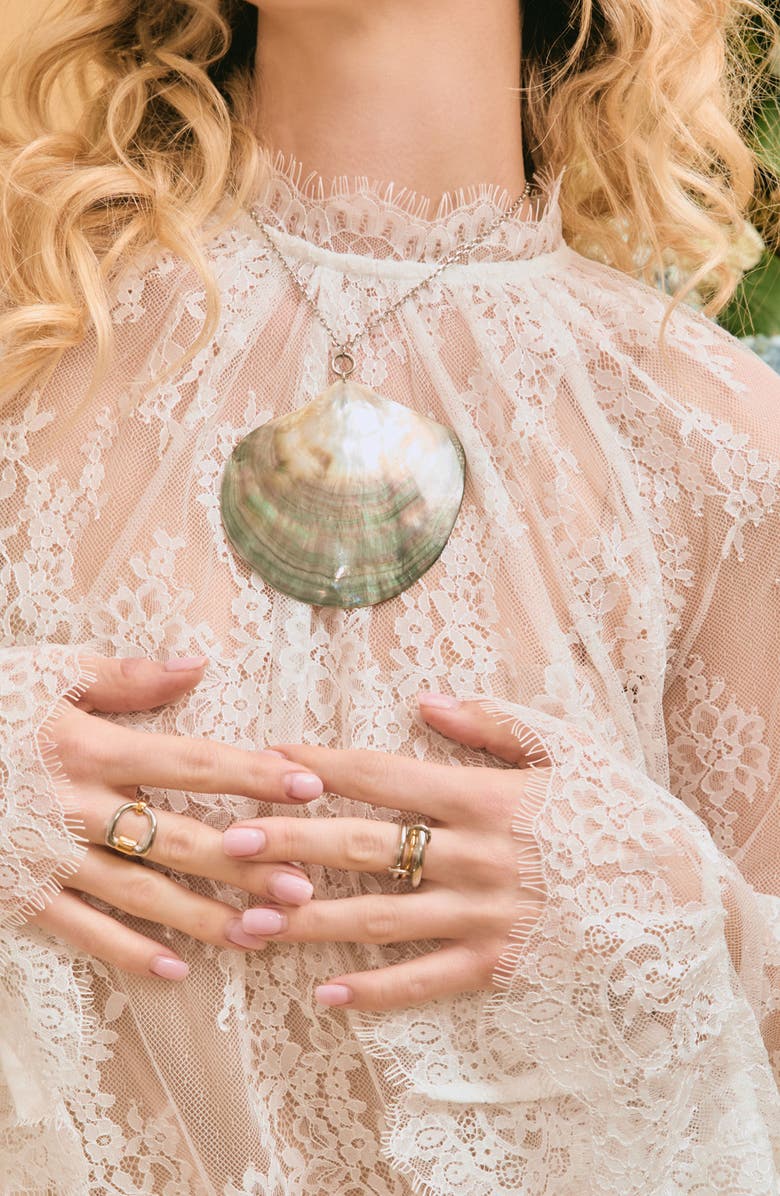 Petit Moments Abalone Shell Pendant Necklace, Alternate, color,