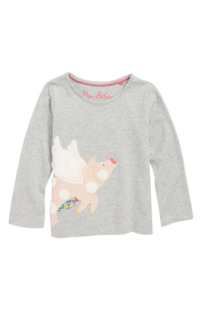 Mini Boden Animal Appliqué Tee, Main, color, 