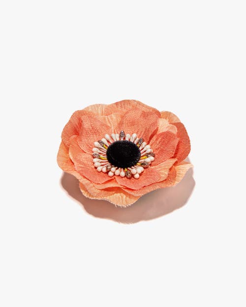Helena Simon The Peach Anemone Floral Brooch In Orange
