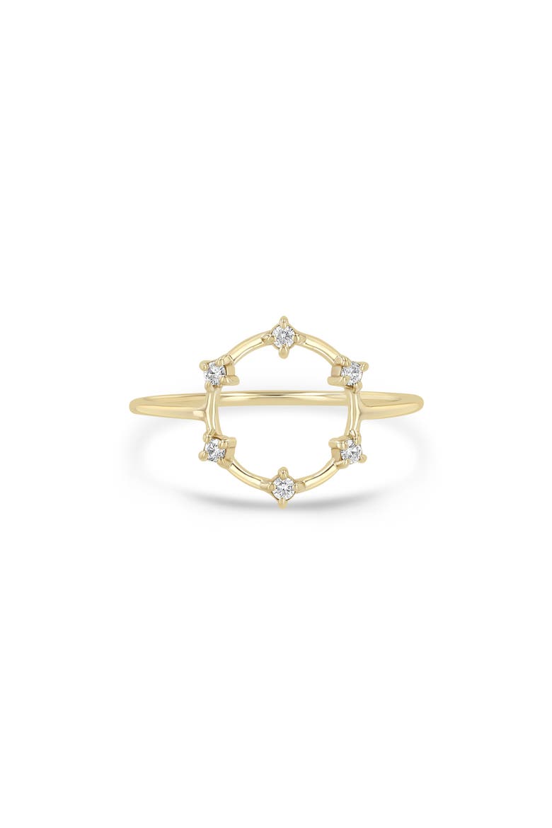 Prong Diamonds 14k Gold Diamond Circle Ring, Main, color, YELLOW