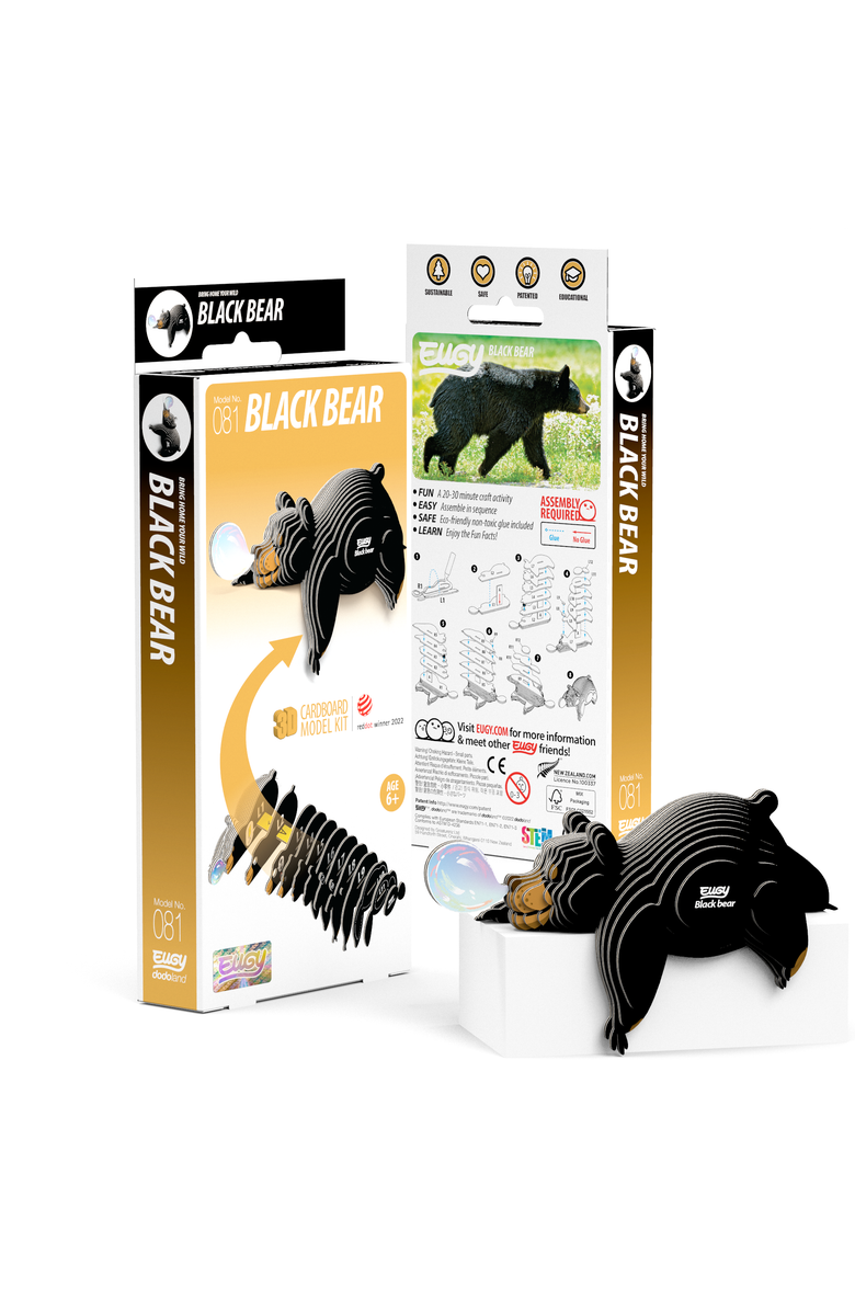 Eugy Puzzles Black Bear 3D Puzzle, Main, color, NO COLOR