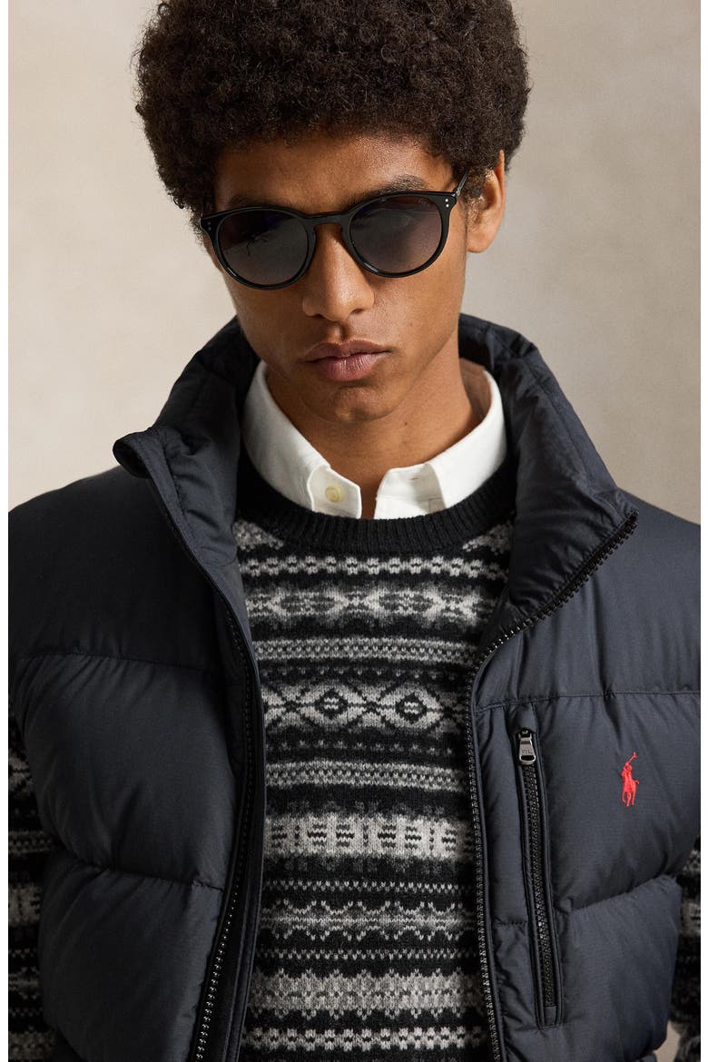 Fair Isle Wool Crewneck Sweater, Alternate, color, BLACK