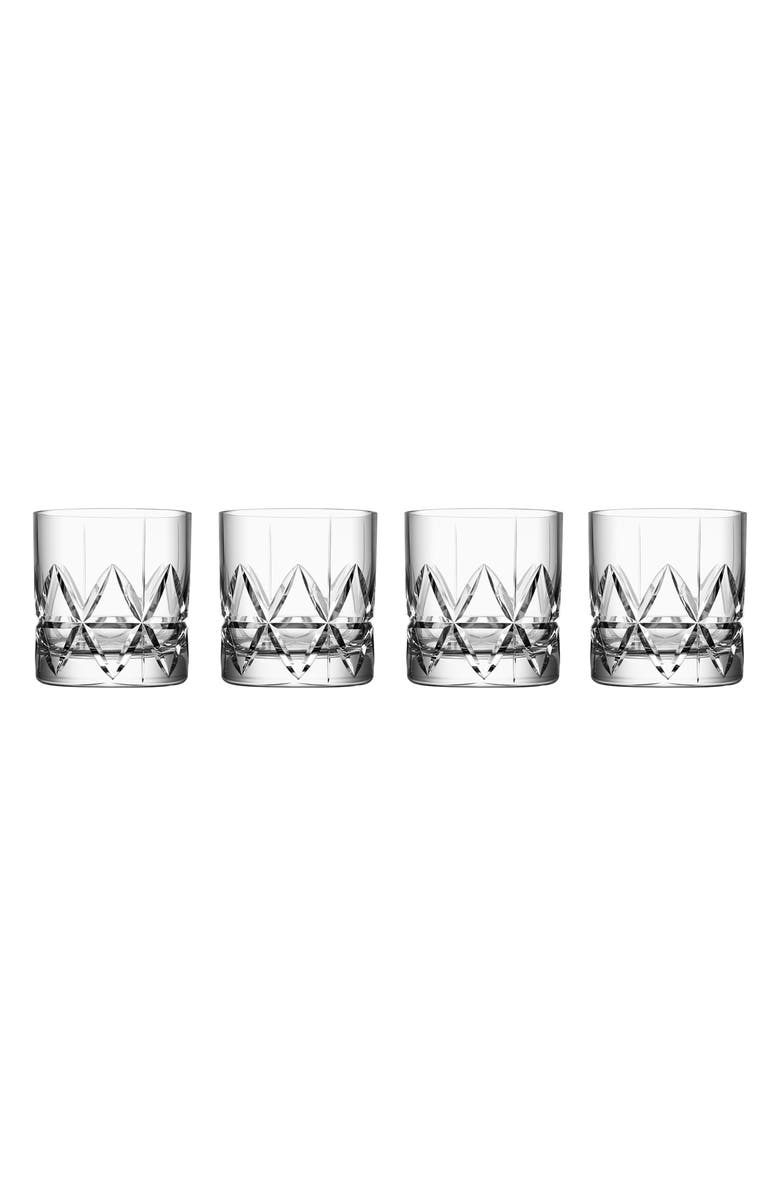 Orrefors Peak Set of 4 Double Old Fashioned Glasses, Main, color, 