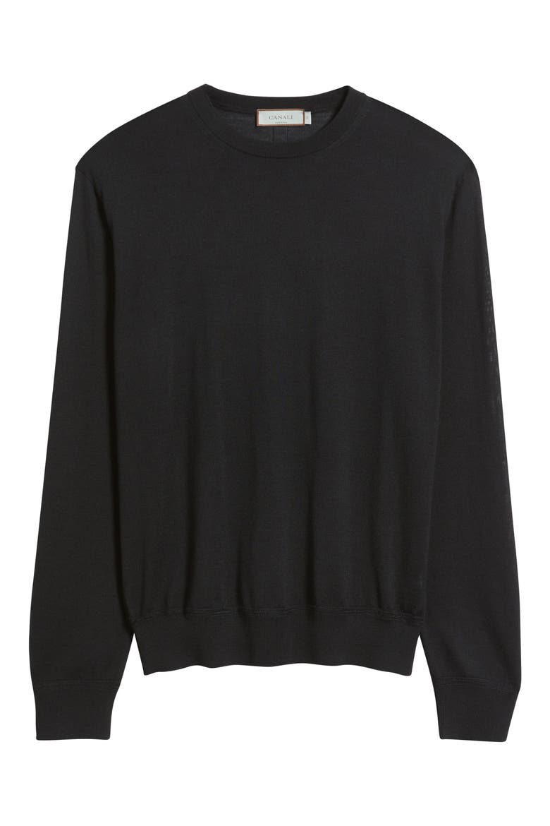 Wool, Silk & Cashmere Crewneck Sweater, Alternate, color, BLACK