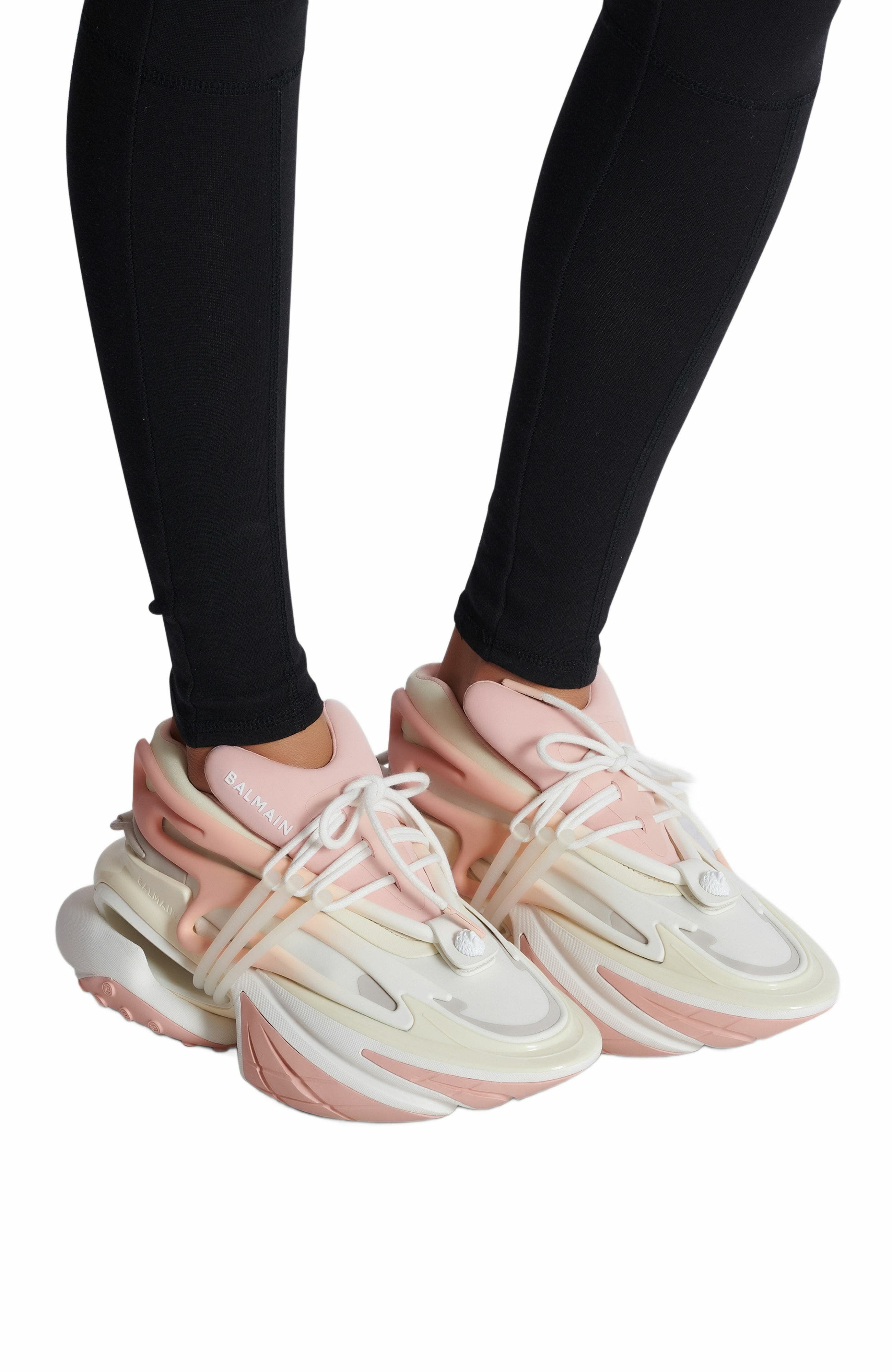 Balmain Unicorn Low Trainers In Neoprene And Calfskin, Alternate, color, 