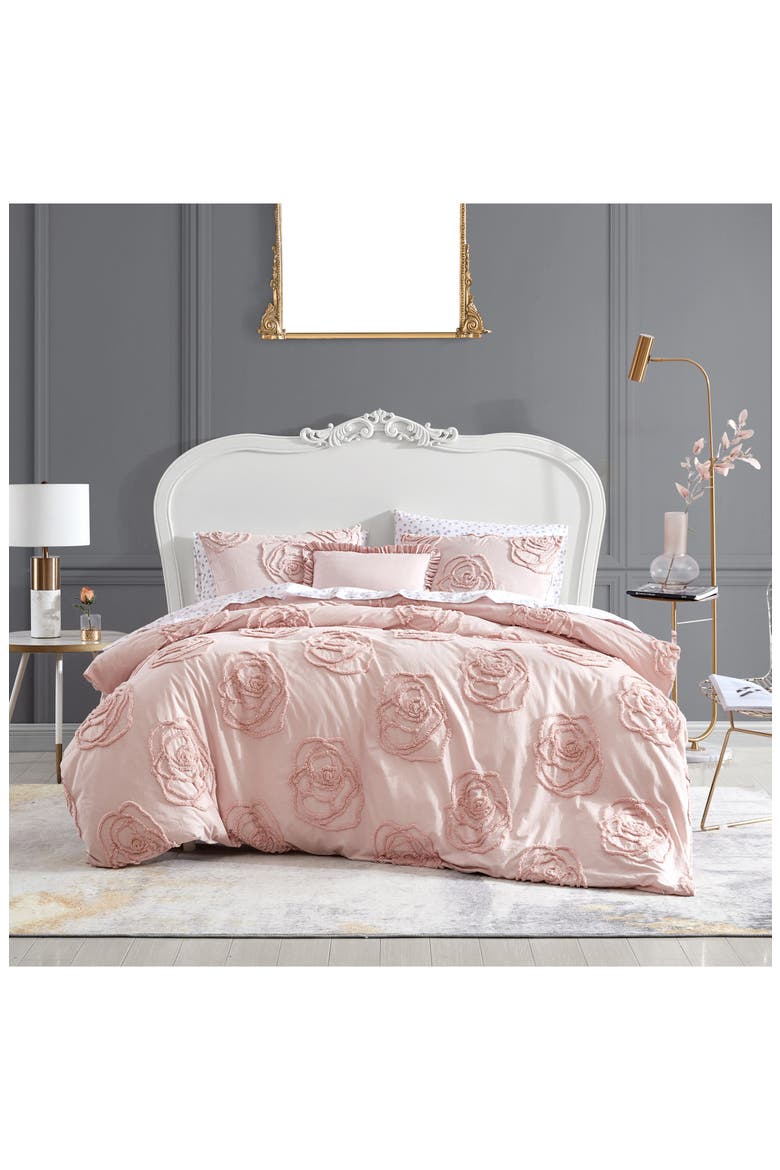Rambling Rose Cotton Duvet Cover & Sham Set, Alternate, color, LIGHT PASTEL PINK