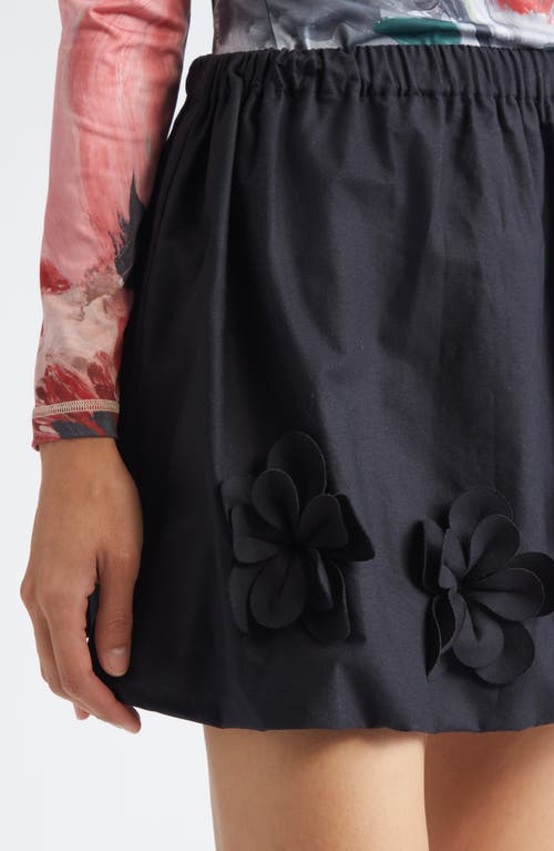 Stine Goya Floral Applique Organic Cotton Miniskirt In Black