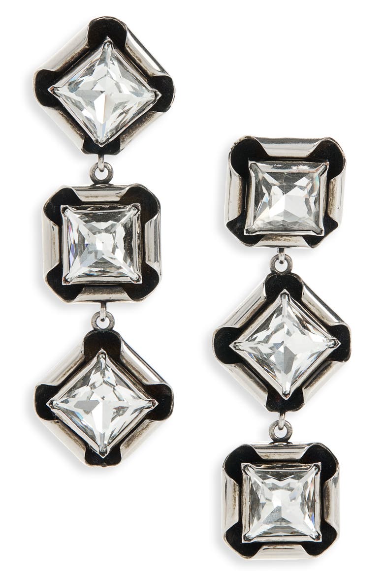 Deconstructed Crystal Drop earrings, Main, color, ANTIC SILVERY