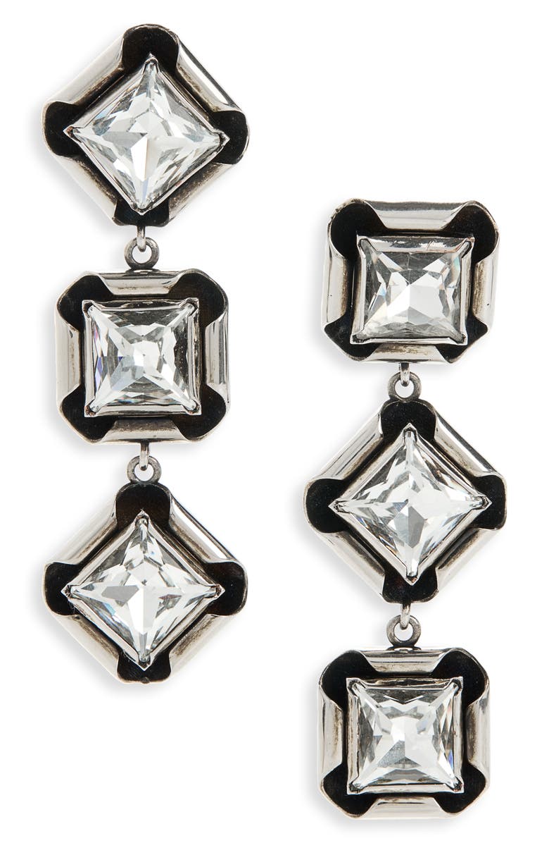 Givenchy Deconstructed Crystal Drop earrings, Main, color, Antic Silvery