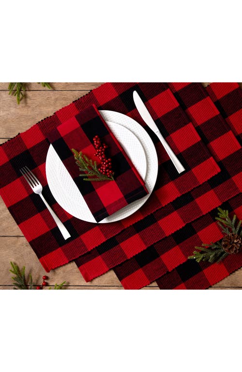Design Imports Buffalo Check Set Of 4 Placemats In Red