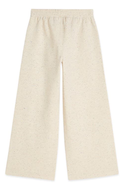 Scotch & Soda Kids' Embroidered Fleece Wide Leg Pants In Neutral