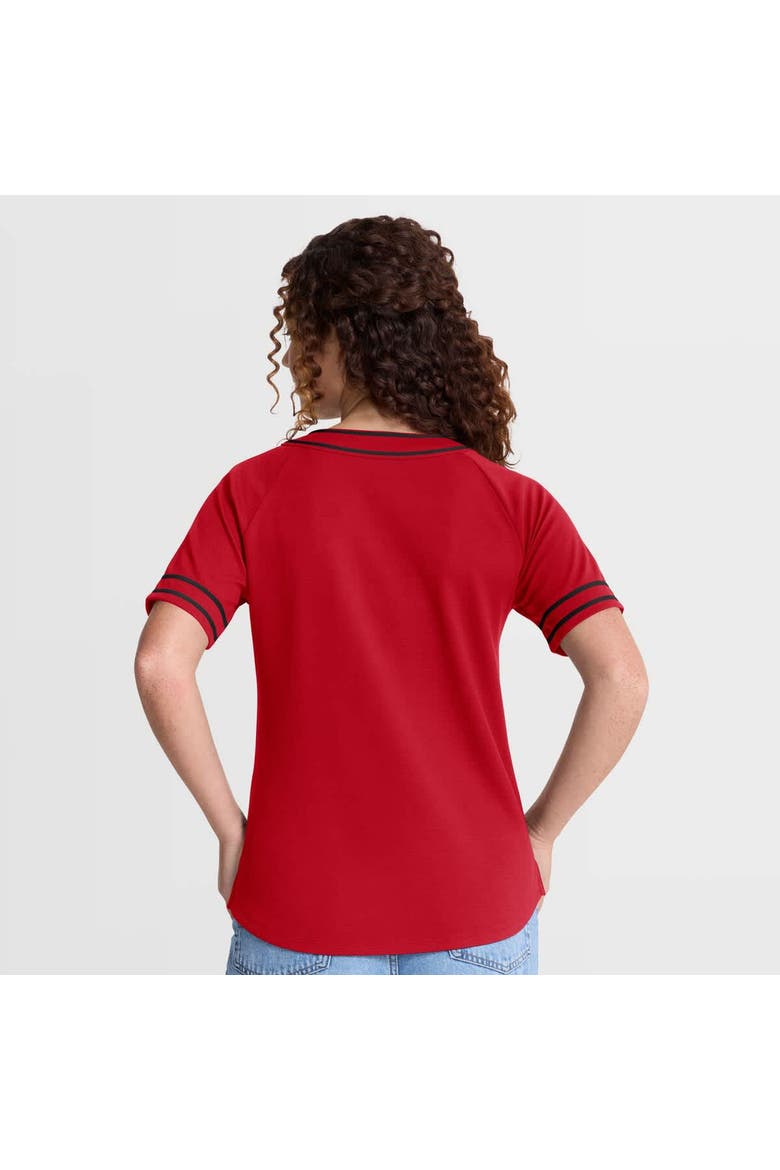 Women's Fanatics Red Cincinnati Reds Diva Race Ahead Raglan V-Neck T-Shirt, Alternate, color, Red
