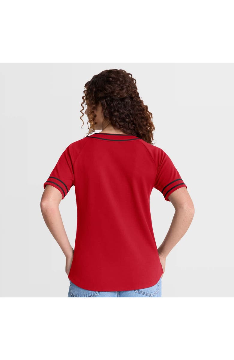 FANATICS Women's Fanatics Red Cincinnati Reds Diva Race Ahead Raglan V-Neck T-Shirt, Alternate, color, Red
