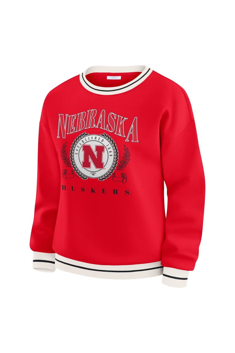 Women's WEAR by Erin Andrews Scarlet Nebraska Huskers Seal Sweatshirt, Alternate, color, Scarlet