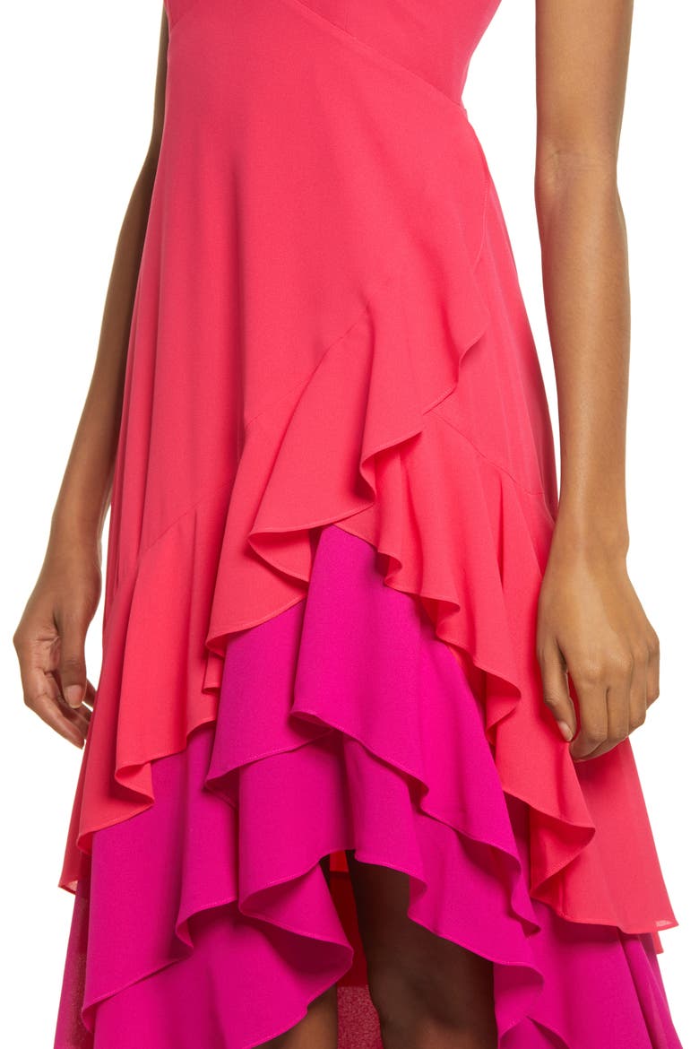 Two-Tone High/Low Maxi Dress, Alternate, color, BARBERRY
