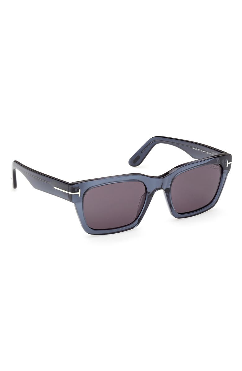 TOM FORD Andy 53mm Square Sunglasses, Alternate, color, Transparent Navy Blue/ Smoke