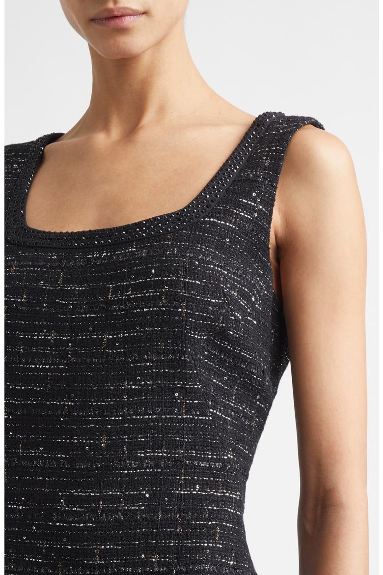 Cannes Tweed Sleeveless Midi Dress, Alternate, color, BLACK METALLIC MULTI