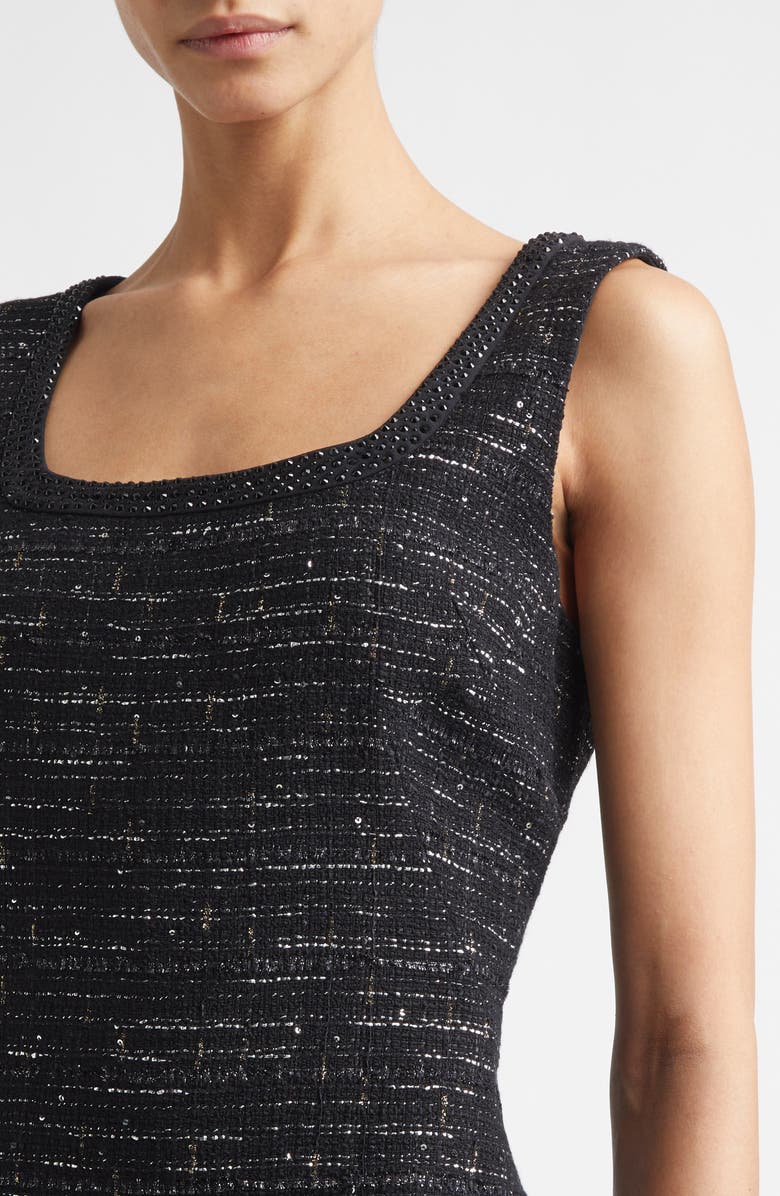 ST. JOHN Cannes Tweed Sleeveless Midi Dress, Alternate, color, Black Metallic Multi
