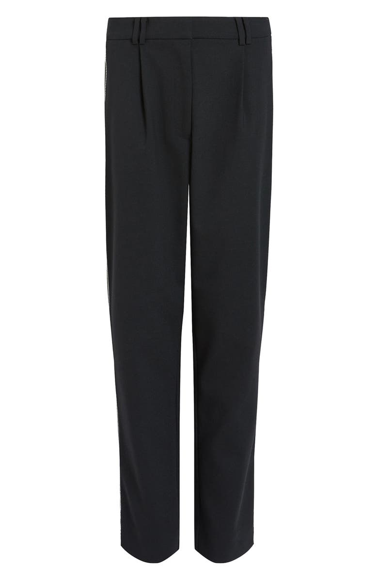AllSaints Atlas Krys Crystal Stripe Pleated Ankle Pants, Alternate, color, Black