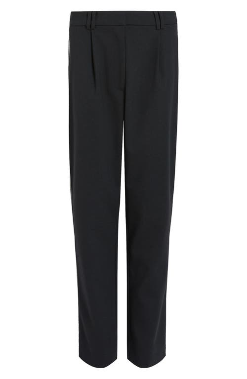 Allsaints Atlas Krys Crystal Stripe Pleated Ankle Pants In Black