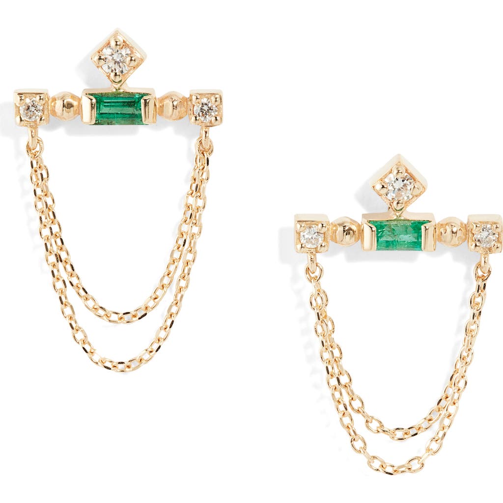 Anzie Cléo Emerald & Diamond Bar Chain Earrings at Nordstrom
