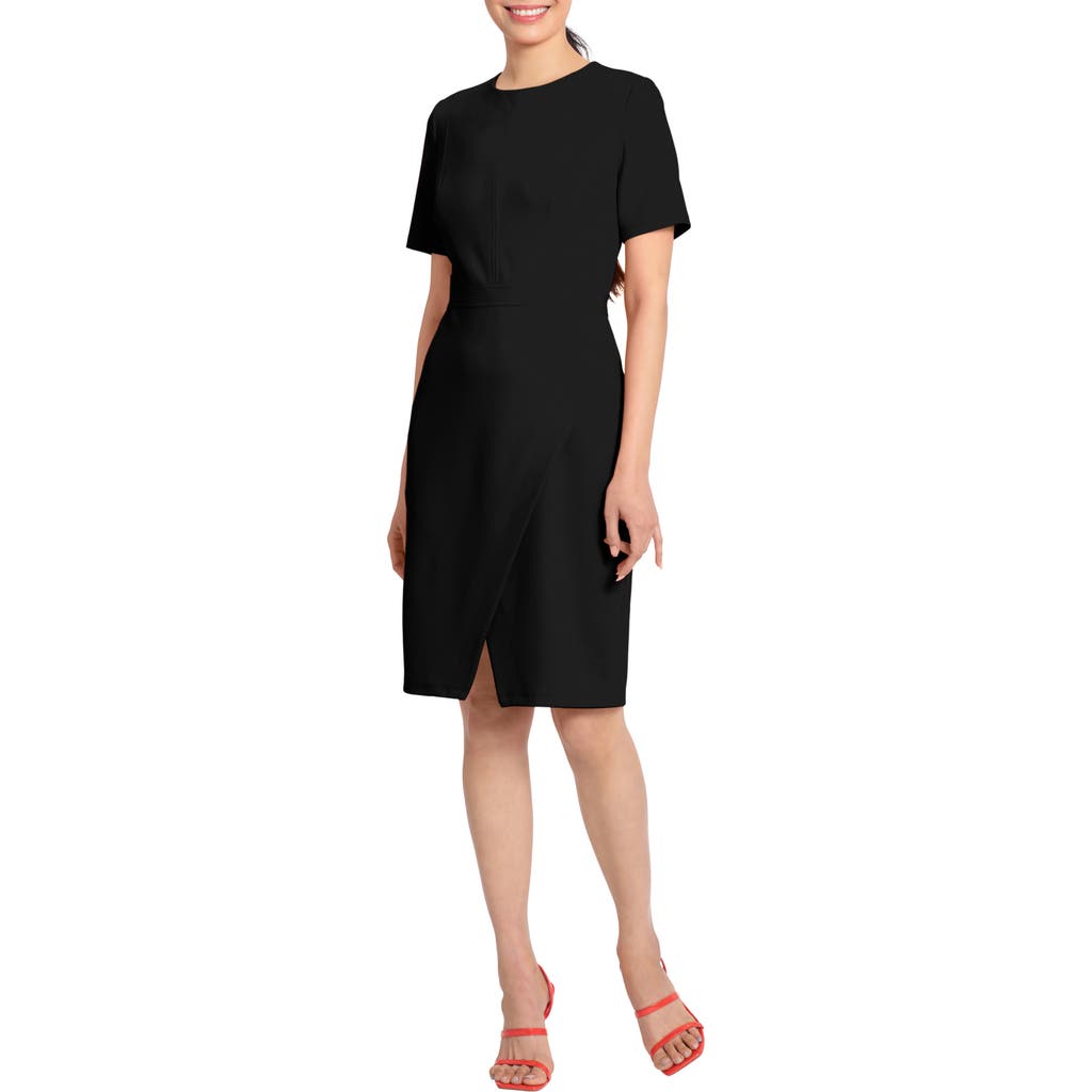 Maggy London Faux Wrap Sheath Dress In Black