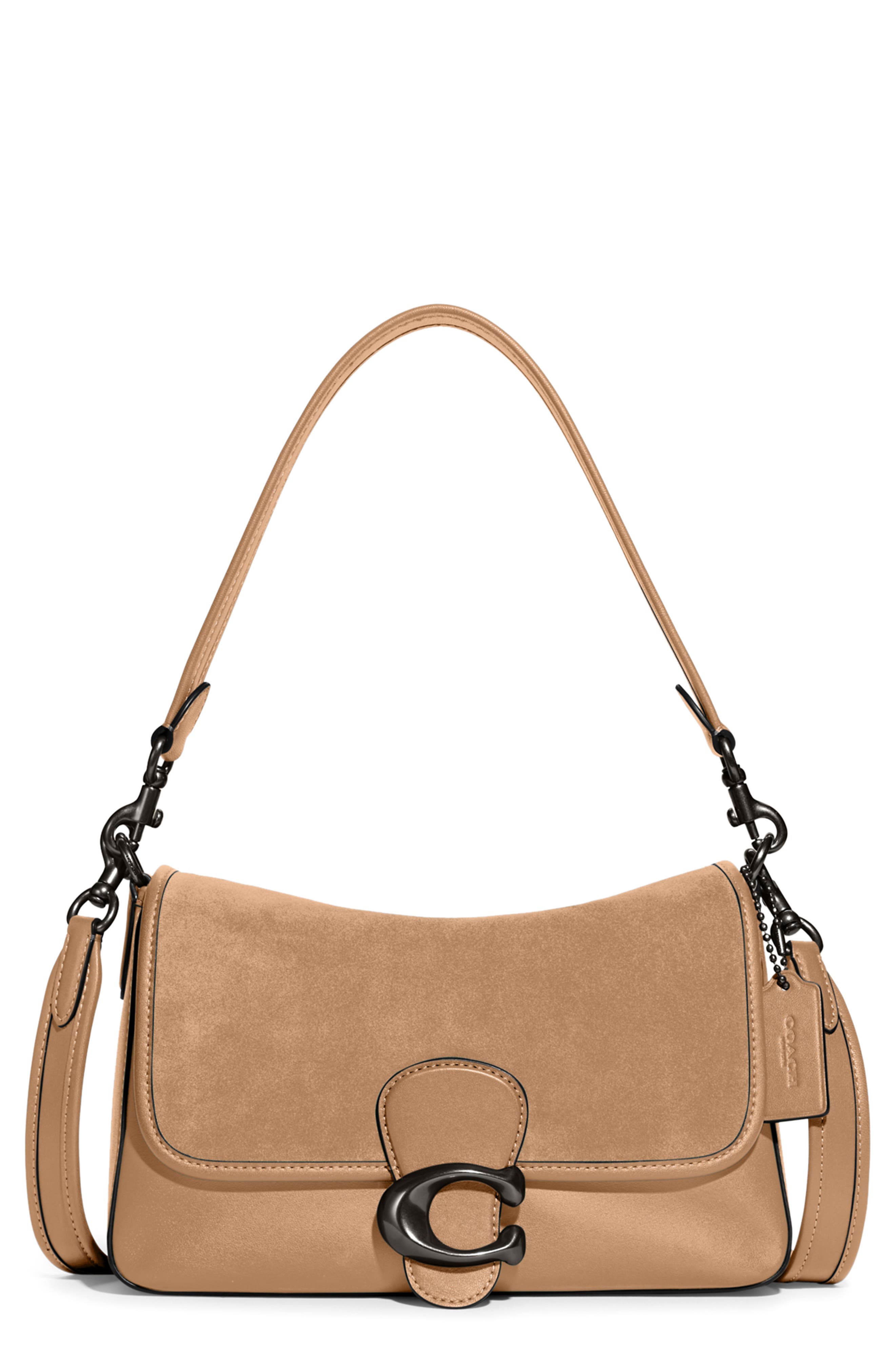 COACH Leather & Suede Shoulder Bag, Main, color, 