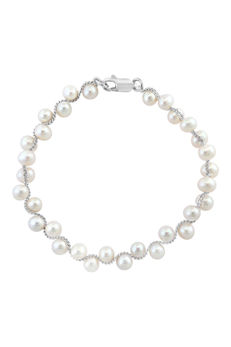 Sterling Silver 5mm Freshwater Pearl Bracelet, Main, color, SILVER
