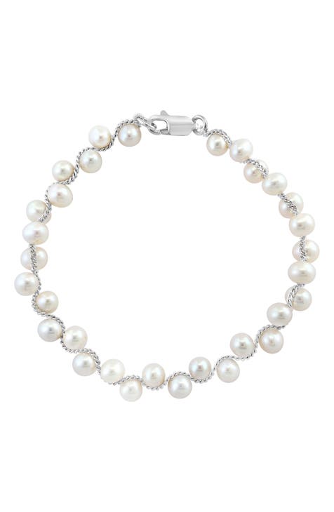 Sterling Silver 5mm Freshwater Pearl Bracelet