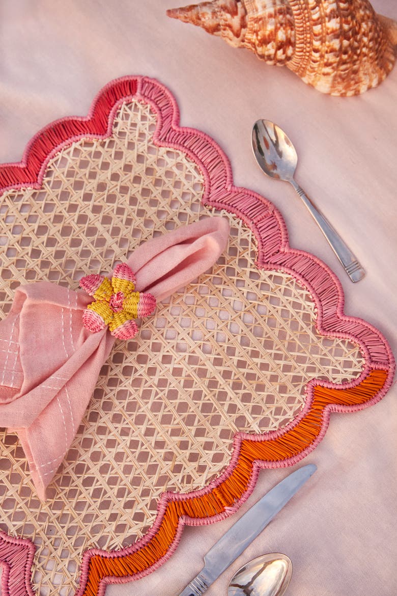 Hibiscus Napkin Ring - Set of 4, Alternate, color, Pink
