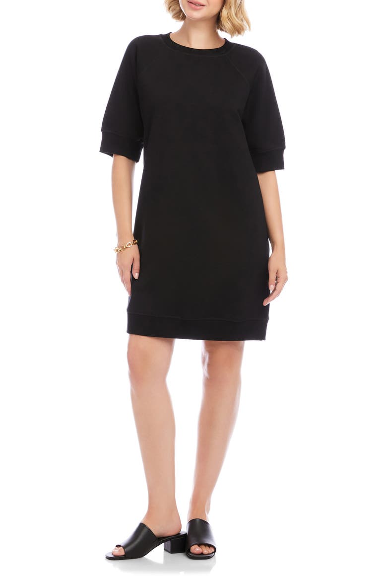 Raglan Sleeve Sweatshirt Dress, Main, color, BLACK