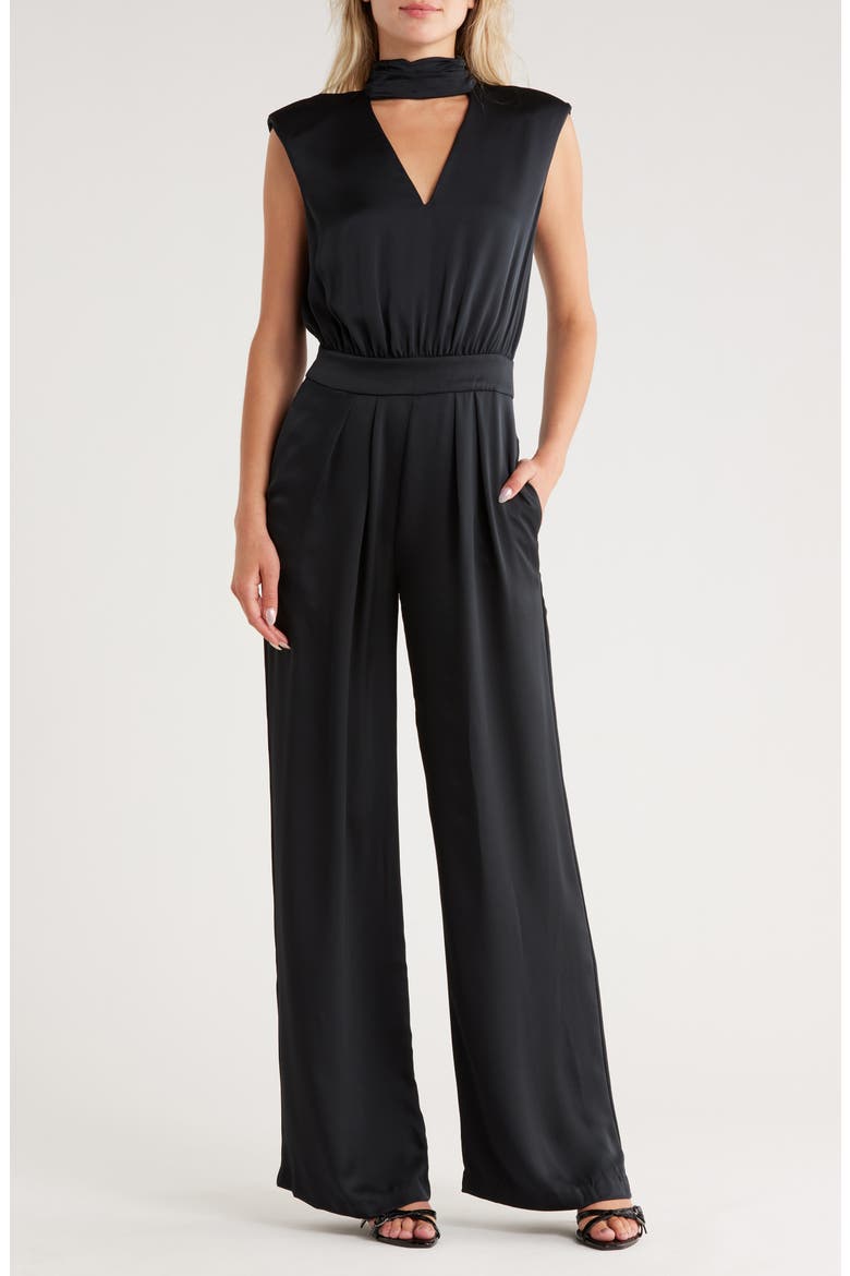 Fate Sleeveless Wide Leg Jumpsuit, Main, color, BLACK