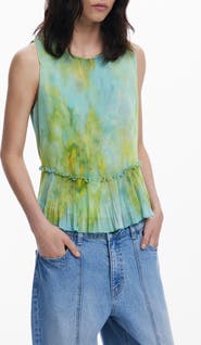 Desigual Pleated Sleeveless Peplum Top