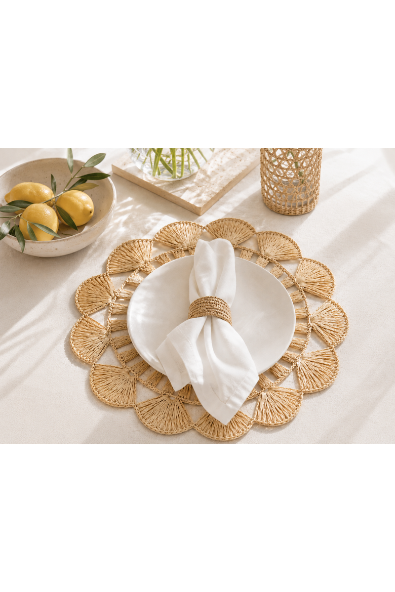 Leque Buriti Placemat, Alternate, color, Beige