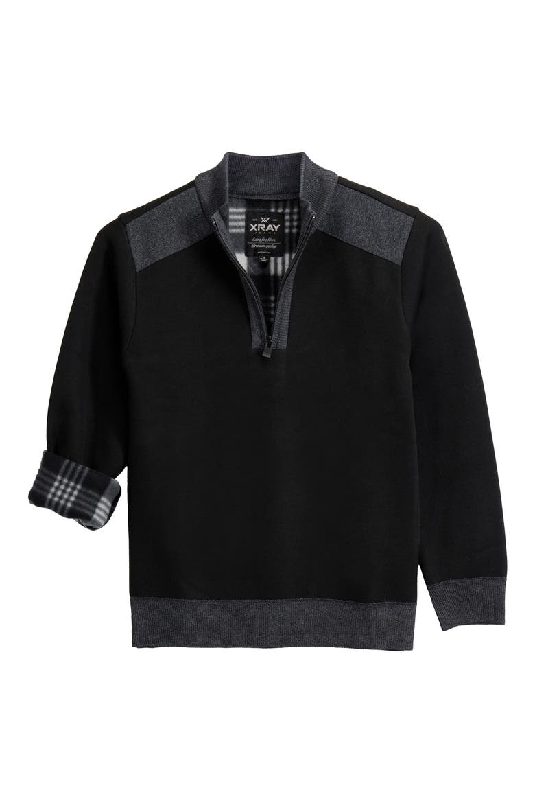 Kids' Fleece Quarter Zip Sweater, Alternate, color, BLACK/CHARCOAL