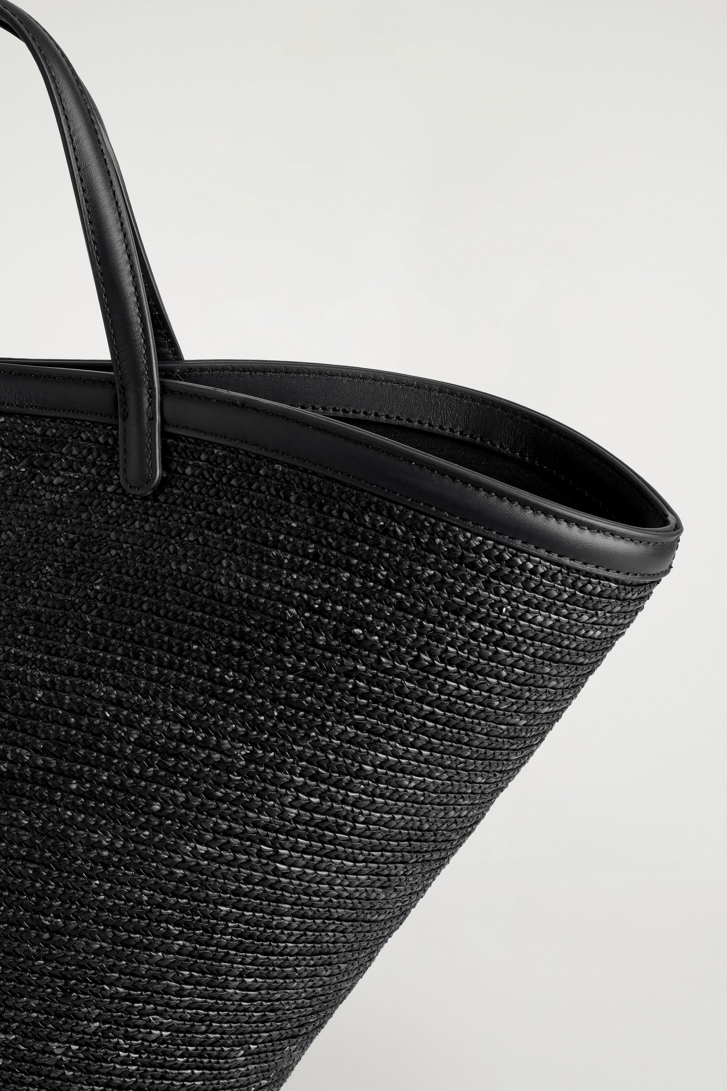 COS Saltwater Tote Bag - Straw, Alternate, color, Black