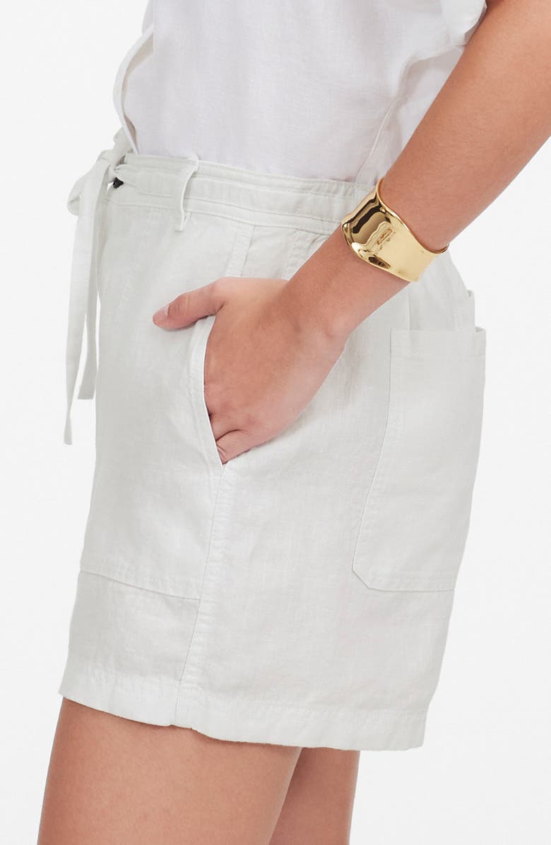Madewell Drawstring Linen Shorts, Alternate, color, Salt