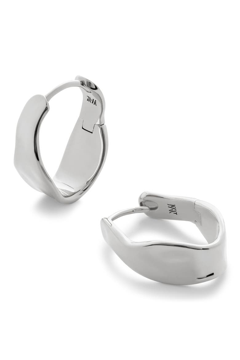 The Wave Medium Hoop Earrings, Main, color, STERLING SILVER