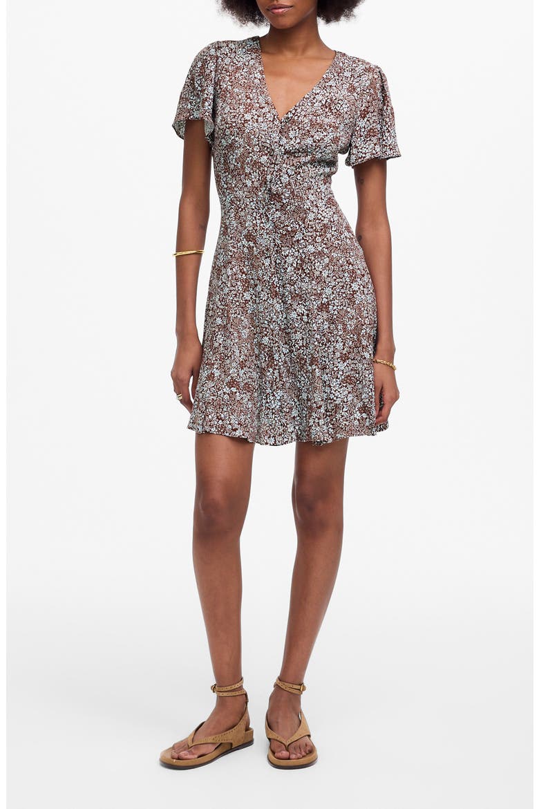 Floral Button-Up Mini Sundress, Main, color, ADELAIDE FLORAL HENNA